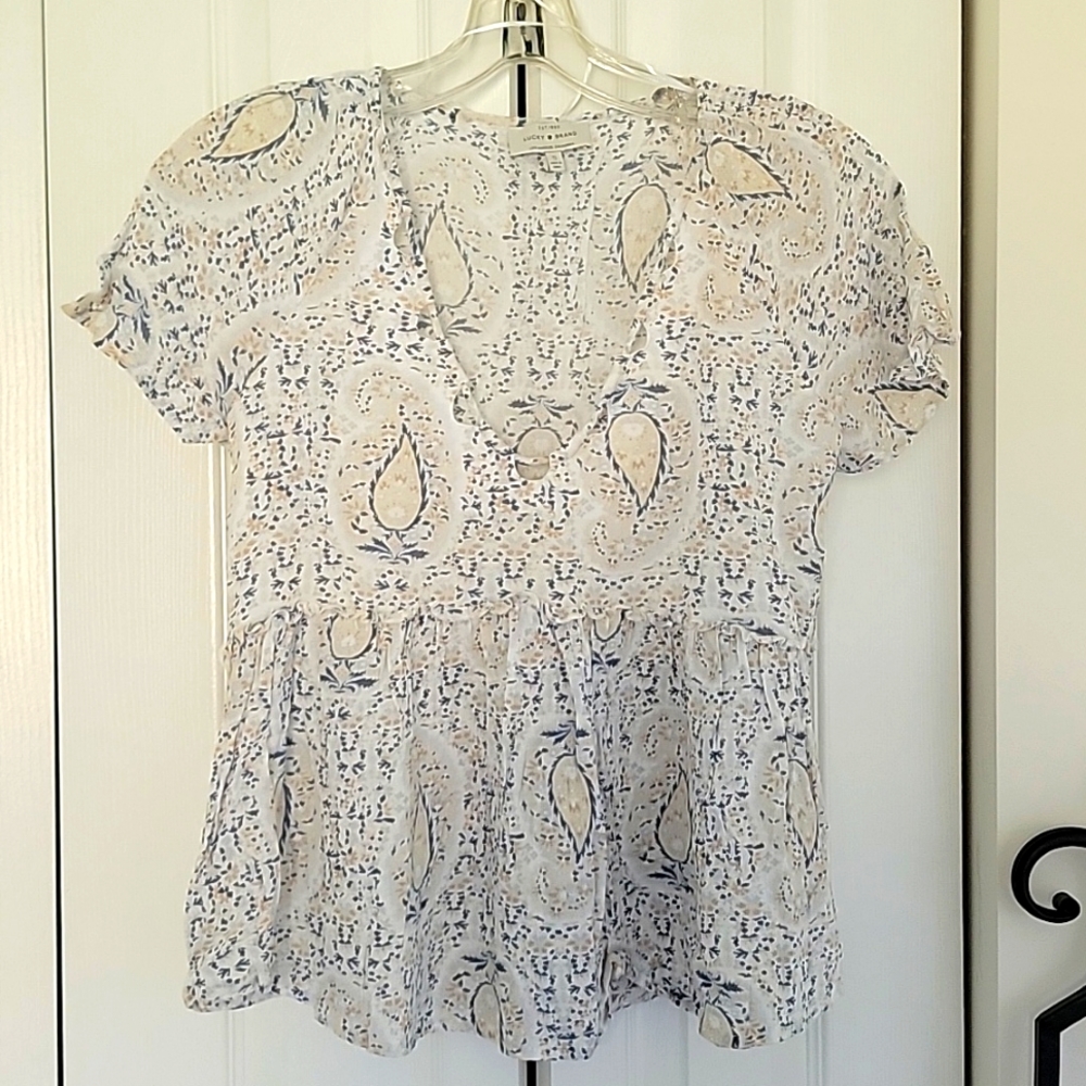 Lucky Brand peplum silky blouse